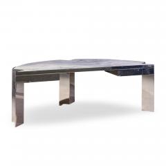 Leon Rosen Leon Rosen for Pace Collection Mezzaluna Mid Century Chrome and Stone Desk - 4569991
