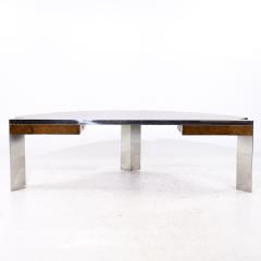 Leon Rosen Leon Rosen for Pace Mezzaluna Mid Century Burlwood and Stainless Steel Desk - 4093256