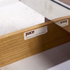 Leon Rosen Leon Rosen for Pace Mezzaluna Mid Century Burlwood and Stainless Steel Desk - 4093259