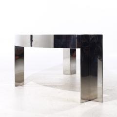 Leon Rosen Leon Rosen for Pace Mezzaluna Mid Century Burlwood and Stainless Steel Desk - 4093265