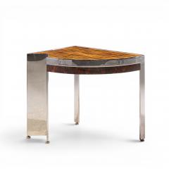 Leon Rosen Leon Rosen for Pace Mezzaluna Mid Century Steel and Rosewood Side End Table - 4685852