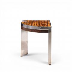 Leon Rosen Leon Rosen for Pace Mezzaluna Mid Century Steel and Rosewood Side End Table - 4685855