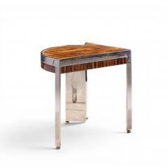 Leon Rosen Leon Rosen for Pace Mezzaluna Mid Century Steel and Rosewood Side End Table - 4685857