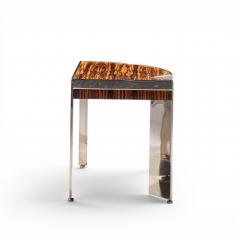 Leon Rosen Leon Rosen for Pace Mezzaluna Mid Century Steel and Rosewood Side End Table - 4685858