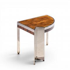 Leon Rosen Leon Rosen for Pace Mezzaluna Mid Century Steel and Rosewood Side End Table - 4685859