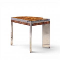 Leon Rosen Leon Rosen for Pace Mezzaluna Mid Century Steel and Rosewood Side End Table - 4685860