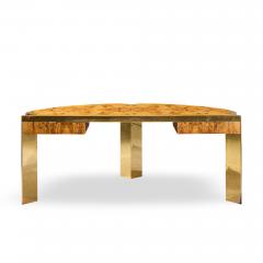 Leon Rosen Leon Rosen for Pace Mid Century Burlwood and Brass Executive Desk - 4562529