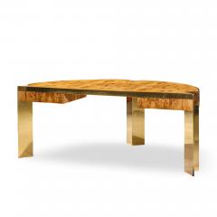 Leon Rosen Leon Rosen for Pace Mid Century Burlwood and Brass Executive Desk - 4562530