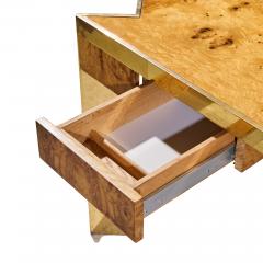 Leon Rosen Leon Rosen for Pace Mid Century Burlwood and Brass Executive Desk - 4562534