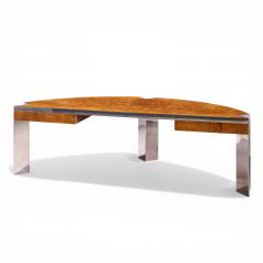 Leon Rosen Leon Rosen for Pace Mid Century Burlwood and Chrome Executive Desk - 4555156