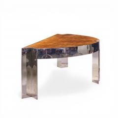 Leon Rosen Leon Rosen for Pace Mid Century Burlwood and Chrome Executive Desk - 4555158