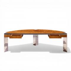 Leon Rosen Leon Rosen for Pace Mid Century Burlwood and Chrome Executive Desk - 4555160
