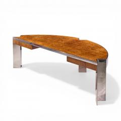 Leon Rosen Leon Rosen for Pace Mid Century Burlwood and Chrome Executive Desk - 4555161