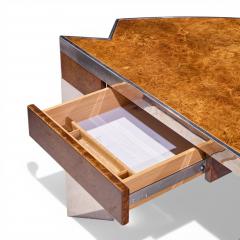Leon Rosen Leon Rosen for Pace Mid Century Burlwood and Chrome Executive Desk - 4555162