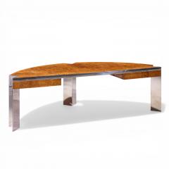 Leon Rosen Leon Rosen for Pace Mid Century Burlwood and Chrome Executive Desk - 4555376
