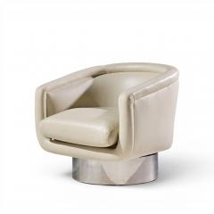 Leon Rosen Leon Rosen for Pace Mid Century Chrome Swivel Lounge Chair - 4616532