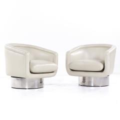 Leon Rosen Leon Rosen for Pace Mid Century Chrome Swivel Lounge Chairs Pair - 3840190