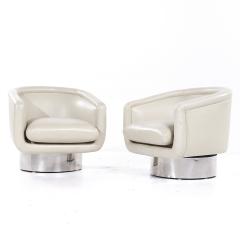 Leon Rosen Leon Rosen for Pace Mid Century Chrome Swivel Lounge Chairs Pair - 3840192