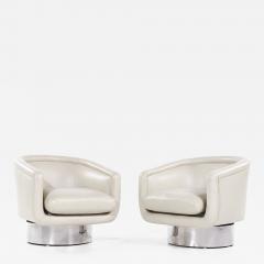 Leon Rosen Leon Rosen for Pace Mid Century Chrome Swivel Lounge Chairs Pair - 3848701