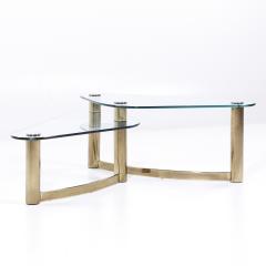 Leon Rosen Leon Rosen for Pace Style Mid Century Brass and Glass Two Tier Coffee Table - 3823490