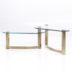 Leon Rosen Leon Rosen for Pace Style Mid Century Brass and Glass Two Tier Coffee Table - 3823491