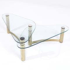 Leon Rosen Leon Rosen for Pace Style Mid Century Brass and Glass Two Tier Coffee Table - 3823493