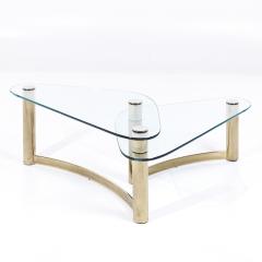 Leon Rosen Leon Rosen for Pace Style Mid Century Brass and Glass Two Tier Coffee Table - 3823494