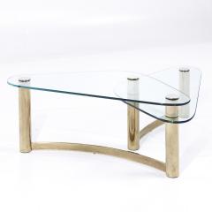 Leon Rosen Leon Rosen for Pace Style Mid Century Brass and Glass Two Tier Coffee Table - 3823495