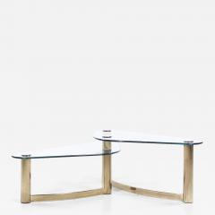 Leon Rosen Leon Rosen for Pace Style Mid Century Brass and Glass Two Tier Coffee Table - 3826141