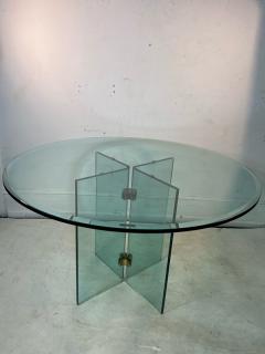 Leon Rosen MODERNIST GLASS AND BRASS PACE X BASE DINING TABLE - 3017114