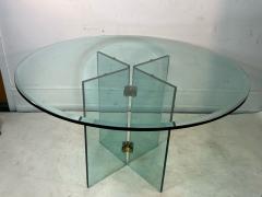 Leon Rosen MODERNIST GLASS AND BRASS PACE X BASE DINING TABLE - 3017121
