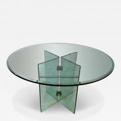 Leon Rosen MODERNIST GLASS AND BRASS PACE X BASE DINING TABLE - 3152549