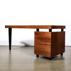 Leon Rosen Mid Century Bookmatched Walnut W Tapered Leg Boca Desk by Leon Rosen for Pace - 3599909