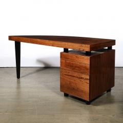 Leon Rosen Mid Century Bookmatched Walnut W Tapered Leg Boca Desk by Leon Rosen for Pace - 3599912
