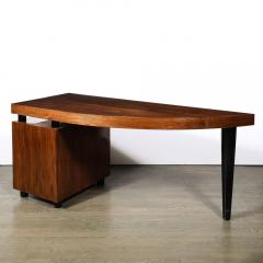Leon Rosen Mid Century Bookmatched Walnut W Tapered Leg Boca Desk by Leon Rosen for Pace - 3599930