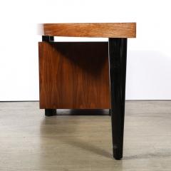Leon Rosen Mid Century Bookmatched Walnut W Tapered Leg Boca Desk by Leon Rosen for Pace - 3599941