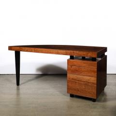 Leon Rosen Mid Century Bookmatched Walnut W Tapered Leg Boca Desk by Leon Rosen for Pace - 3599982