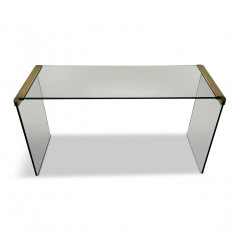 Leon Rosen Mid Century Modern Brass and Glass Console or Sofa Table by Leon Rosen for Pace - 2606791