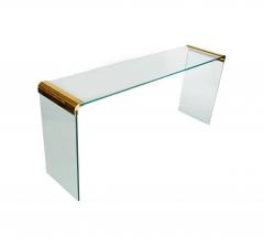 Leon Rosen Mid Century Modern Brass and Glass Console or Sofa Table by Leon Rosen for Pace - 4342054