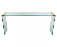 Leon Rosen Mid Century Modern Brass and Glass Console or Sofa Table by Leon Rosen for Pace - 4342055