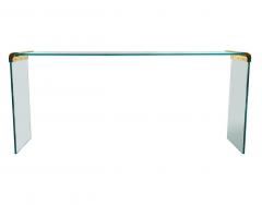 Leon Rosen Mid Century Modern Brass and Glass Console or Sofa Table by Leon Rosen for Pace - 4342056