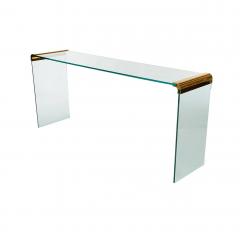 Leon Rosen Mid Century Modern Brass and Glass Console or Sofa Table by Leon Rosen for Pace - 4342057