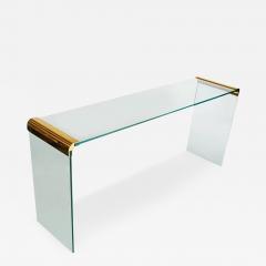 Leon Rosen Mid Century Modern Brass and Glass Console or Sofa Table by Leon Rosen for Pace - 4344564