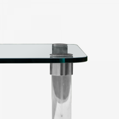 Leon Rosen Square Glass Nickel Lucite Cocktail Table by Leon Rosen for Pace Collection - 1640310