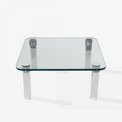 Leon Rosen Square Glass Nickel Lucite Cocktail Table by Leon Rosen for Pace Collection - 1640311