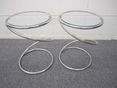 Leon Rosen Stunning Pair of Chrome Pace Collection Spring Side Tables Mid Century Modern - 1820724