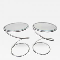 Leon Rosen Stunning Pair of Chrome Pace Collection Spring Side Tables Mid Century Modern - 1825520