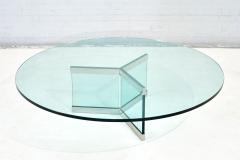 Leon Rosen for Pace Glass and Chrome Coffee Table 1970 - 2529497