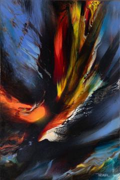 Leonardo Nierman 1960s Abstract Oil Painting on Board titled Prophesy Mexico - 4429509