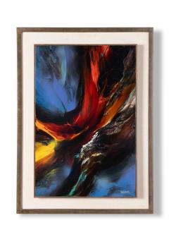 Leonardo Nierman Abstract Oil Painting on Board titled Prophesy 1960s Mexico - 4429496